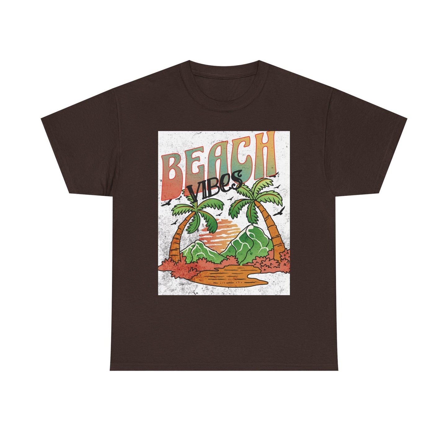 Beach Vibes Palm Trees Tee | Retro Sunset Surf Graphic | Soft, Classic-Fit Tee