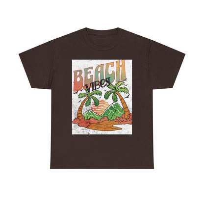 Beach Vibes Palm Trees Tee | Retro Sunset Surf Graphic | Soft, Classic-Fit Tee