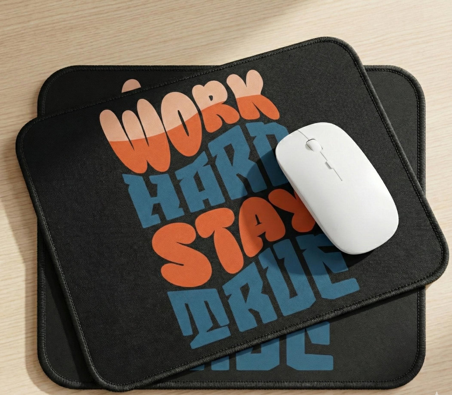 Work Hard Stay True Mouse Pad | Motivational Desk Mat, Retro Typography | Little Retro Grit to Your Desk