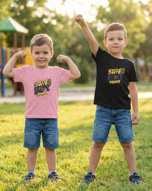 Super Boy Power Infant Tee | Comic Hero Text Graphic | Soft, Light, and Built for Little Adventurers