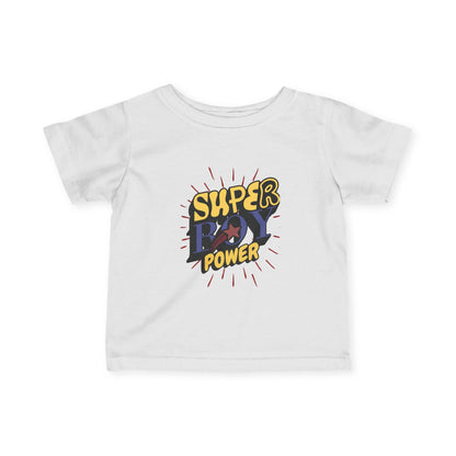 Super Boy Power Infant Tee | Comic Hero Text Graphic | Soft, Light, and Built for Little Adventurers