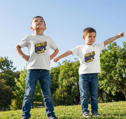Super Boy Power Infant Tee | Comic Hero Text Graphic | Soft, Light, and Built for Little Adventurers