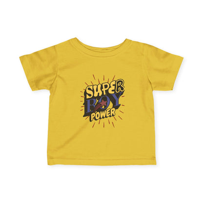 Super Boy Power Infant Tee | Comic Hero Text Graphic | Soft, Light, and Built for Little Adventurers