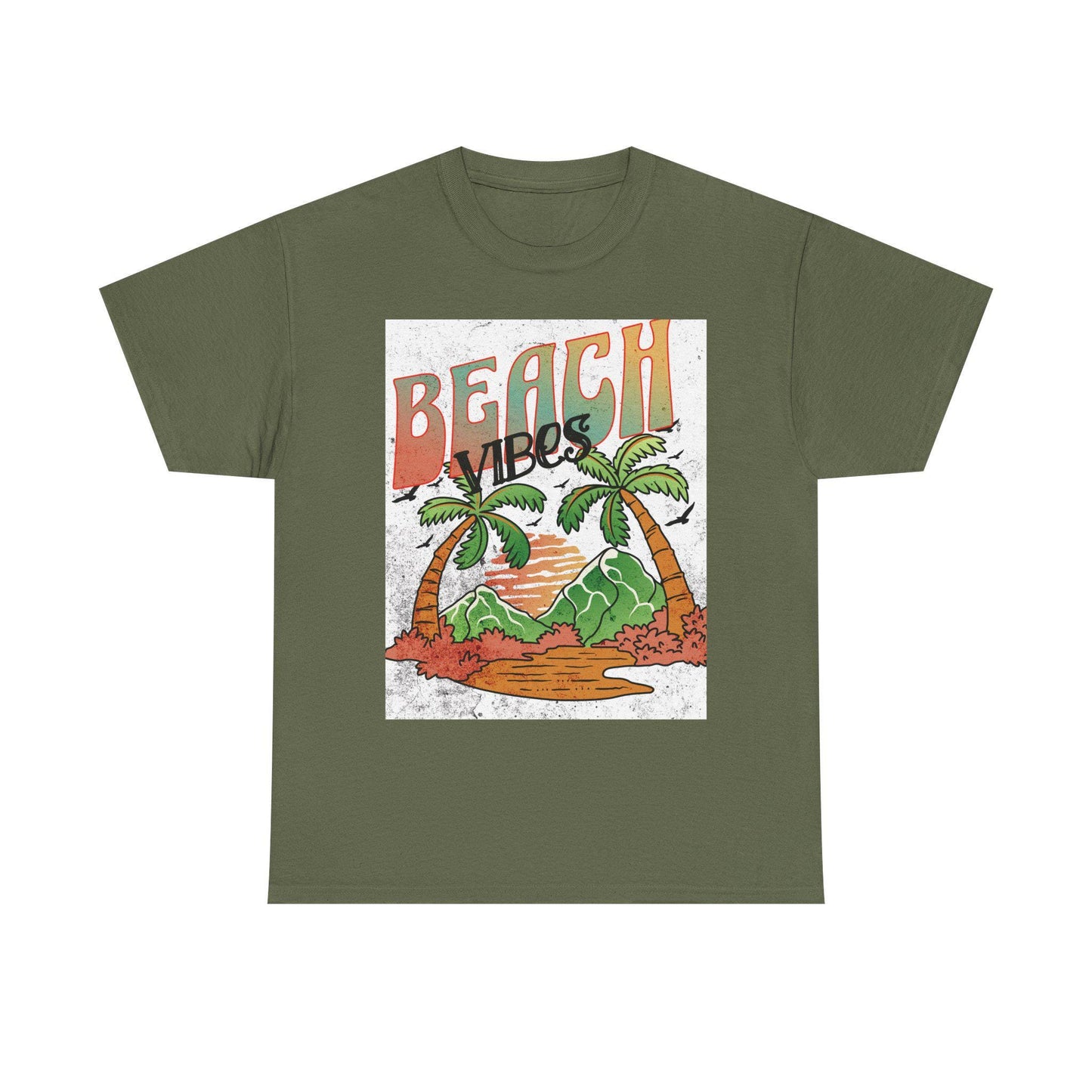 Beach Vibes Palm Trees Tee | Retro Sunset Surf Graphic | Soft, Classic-Fit Tee