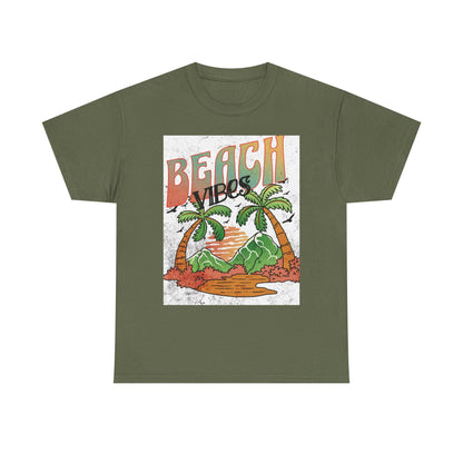 Beach Vibes Palm Trees Tee | Retro Sunset Surf Graphic | Soft, Classic-Fit Tee