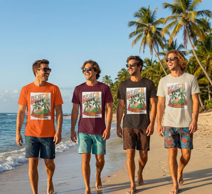 Beach Vibes Palm Trees Tee | Retro Sunset Surf Graphic | Soft, Classic-Fit Tee