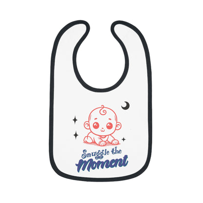 Snuggle the Moment baby bib | Contrast Trim Jersey Bib | Soft, Simple, and Quietly Sweet Baby Bib