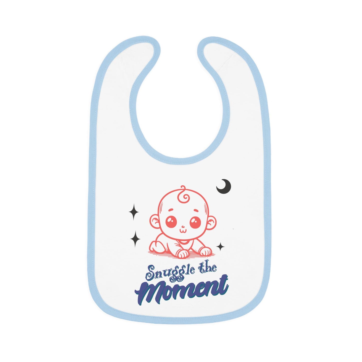 Snuggle the Moment baby bib | Contrast Trim Jersey Bib | Soft, Simple, and Quietly Sweet Baby Bib