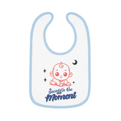 Snuggle the Moment baby bib | Contrast Trim Jersey Bib | Soft, Simple, and Quietly Sweet Baby Bib
