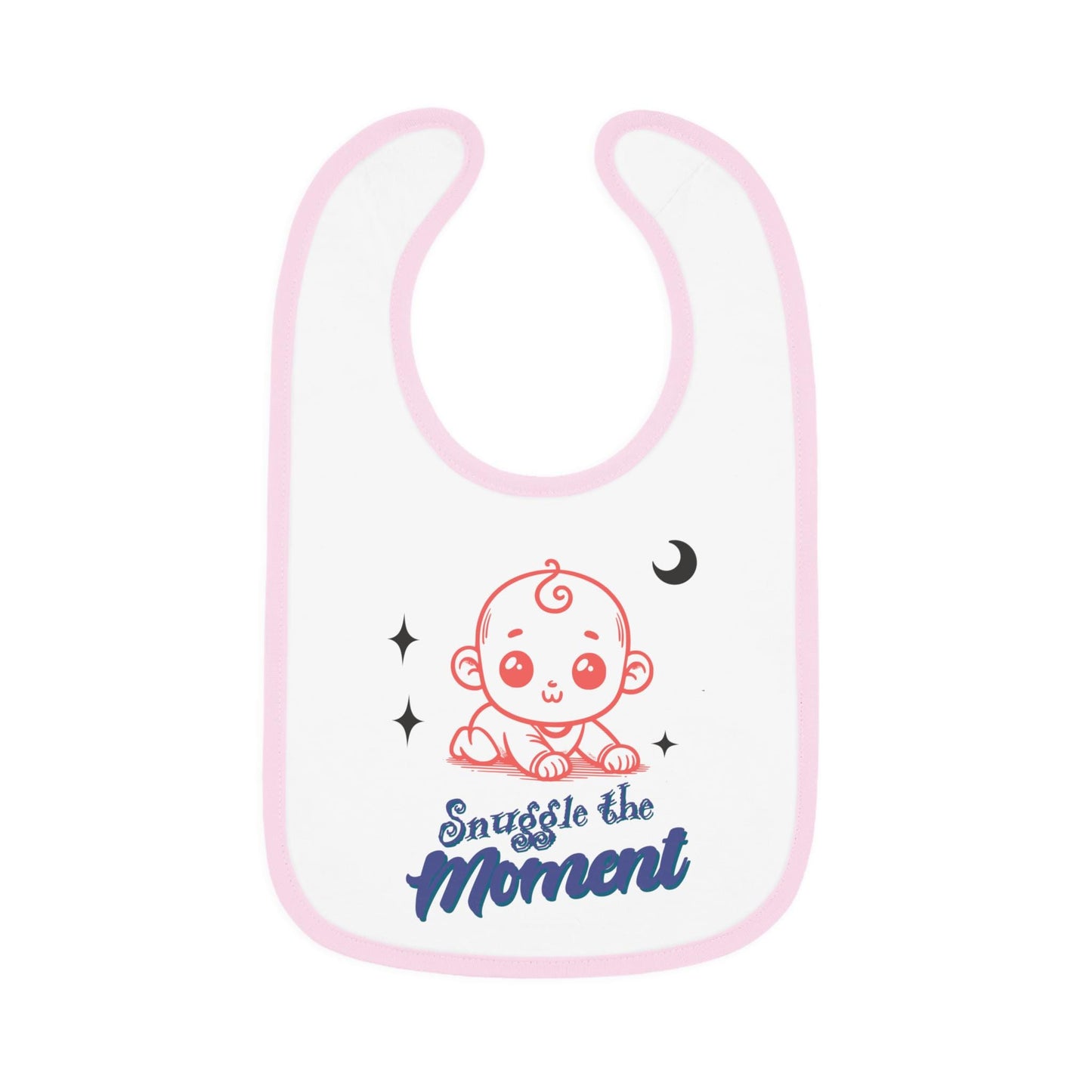 Snuggle the Moment baby bib | Contrast Trim Jersey Bib | Soft, Simple, and Quietly Sweet Baby Bib