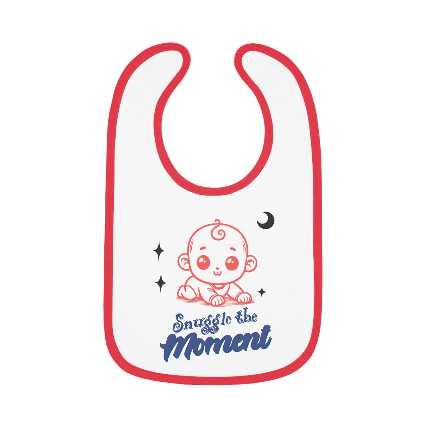 Snuggle the Moment baby bib | Contrast Trim Jersey Bib | Soft, Simple, and Quietly Sweet Baby Bib