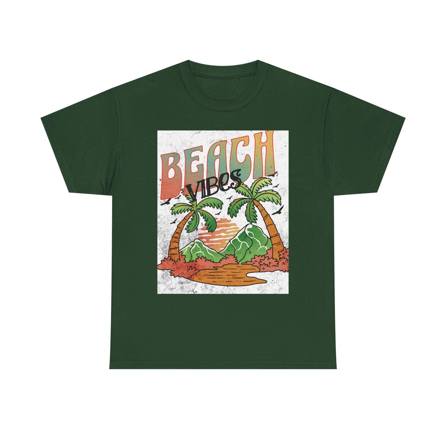 Beach Vibes Palm Trees Tee | Retro Sunset Surf Graphic | Soft, Classic-Fit Tee