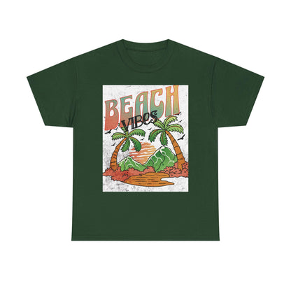 Beach Vibes Palm Trees Tee | Retro Sunset Surf Graphic | Soft, Classic-Fit Tee