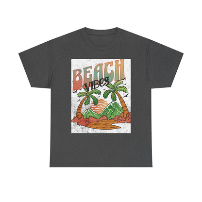 Beach Vibes Palm Trees Tee | Retro Sunset Surf Graphic | Soft, Classic-Fit Tee
