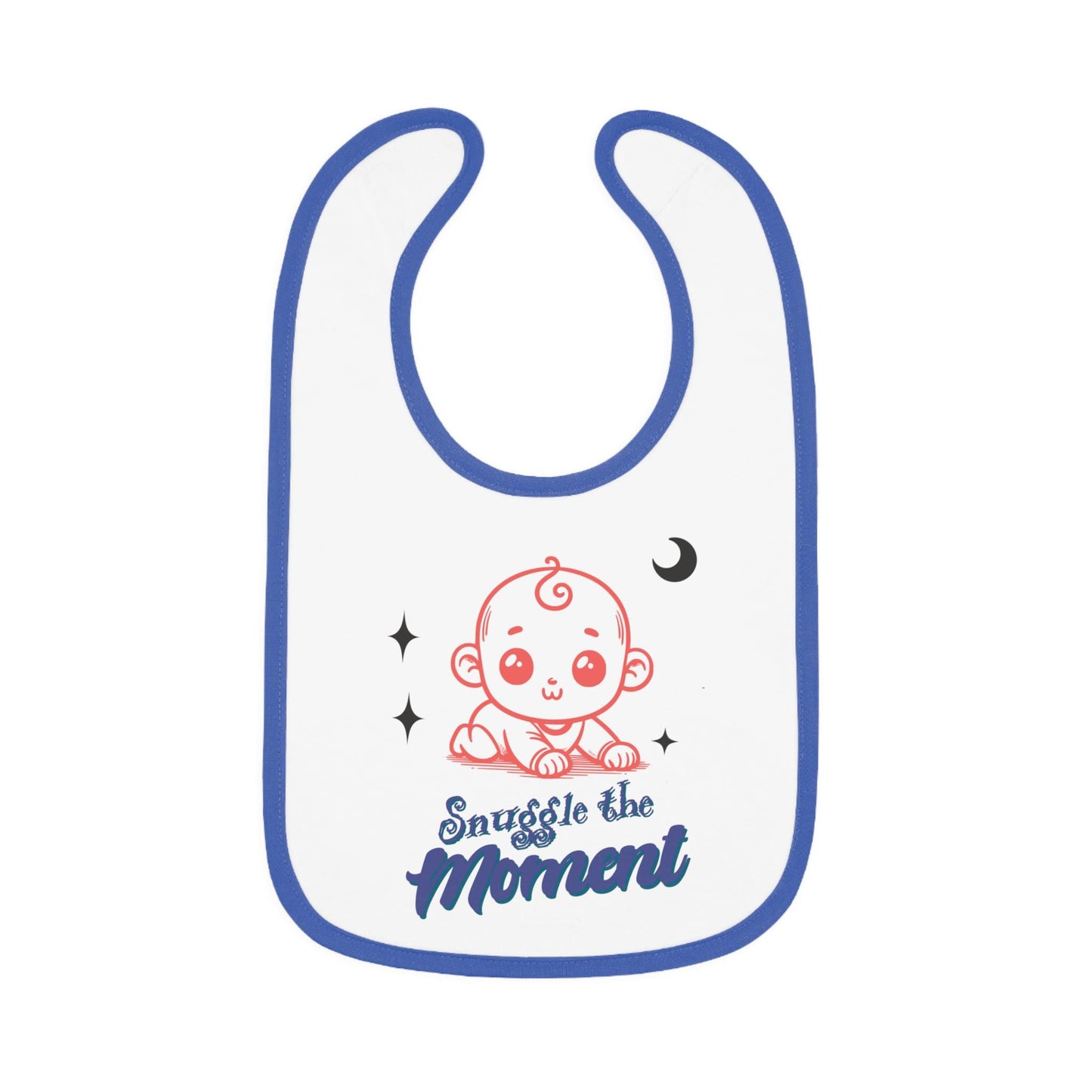 Snuggle the Moment baby bib | Contrast Trim Jersey Bib | Soft, Simple, and Quietly Sweet Baby Bib