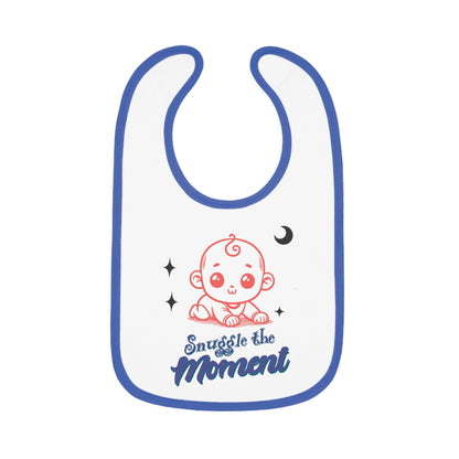 Snuggle the Moment baby bib | Contrast Trim Jersey Bib | Soft, Simple, and Quietly Sweet Baby Bib