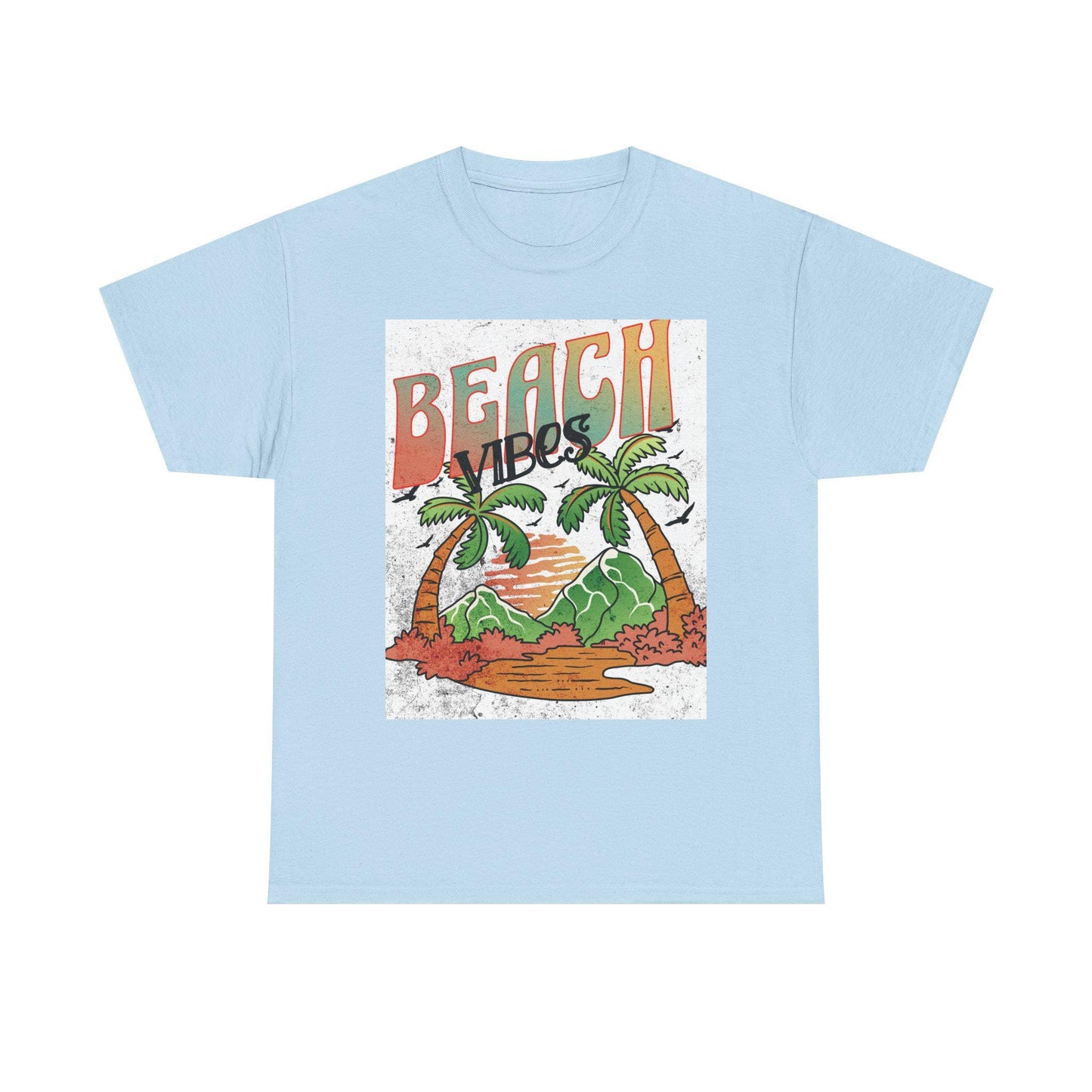 Beach Vibes Palm Trees Tee | Retro Sunset Surf Graphic | Soft, Classic-Fit Tee