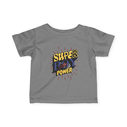 Super Boy Power Infant Tee | Comic Hero Text Graphic | Soft, Light, and Built for Little Adventurers