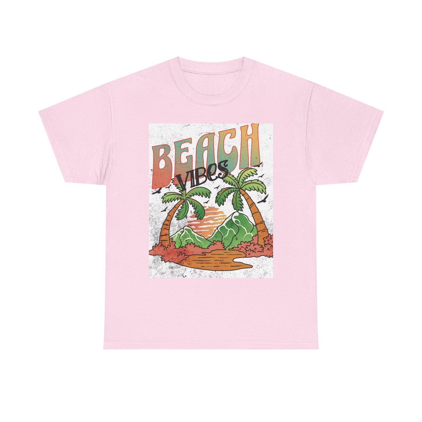 Beach Vibes Palm Trees Tee | Retro Sunset Surf Graphic | Soft, Classic-Fit Tee