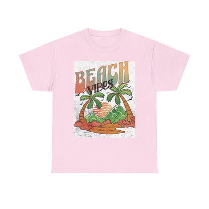 Beach Vibes Palm Trees Tee | Retro Sunset Surf Graphic | Soft, Classic-Fit Tee
