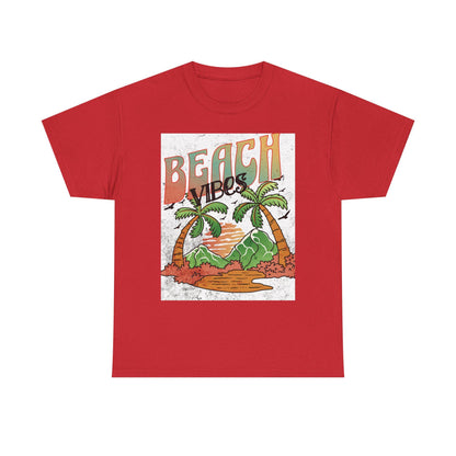 Beach Vibes Palm Trees Tee | Retro Sunset Surf Graphic | Soft, Classic-Fit Tee