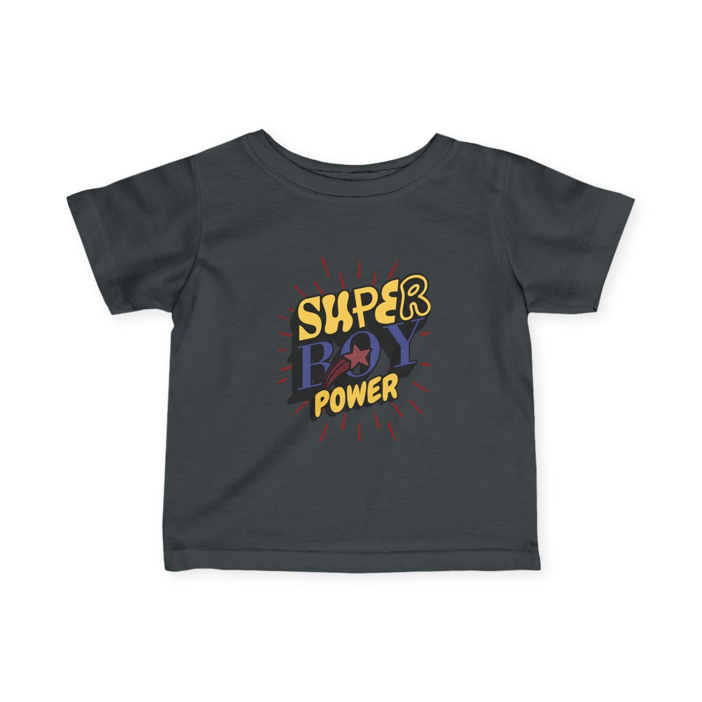Super Boy Power Infant Tee | Comic Hero Text Graphic | Soft, Light, and Built for Little Adventurers