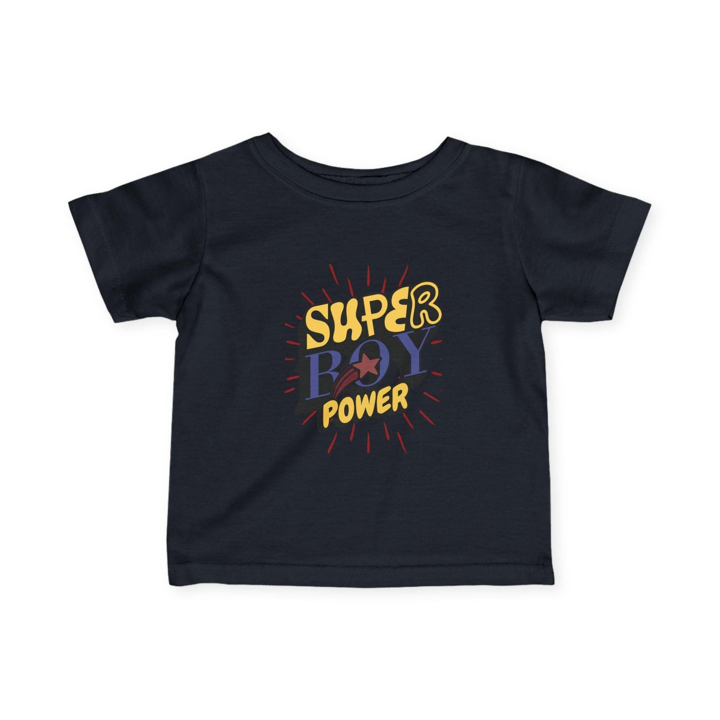 Super Boy Power Infant Tee | Comic Hero Text Graphic | Soft, Light, and Built for Little Adventurers