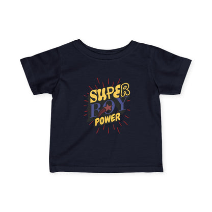 Super Boy Power Infant Tee | Comic Hero Text Graphic | Soft, Light, and Built for Little Adventurers