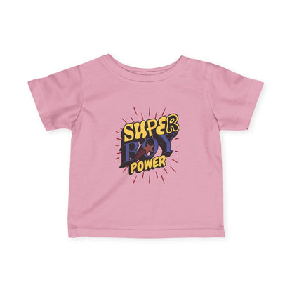 Super Boy Power Infant Tee | Comic Hero Text Graphic | Soft, Light, and Built for Little Adventurers