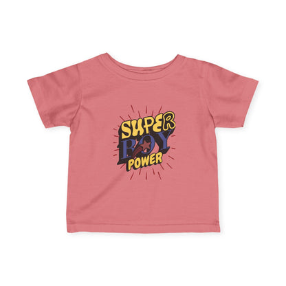 Super Boy Power Infant Tee | Comic Hero Text Graphic | Soft, Light, and Built for Little Adventurers