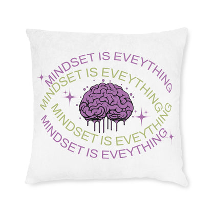 Mindset Is Everything brain illustration Square Pillow | Motivational Quote pillow