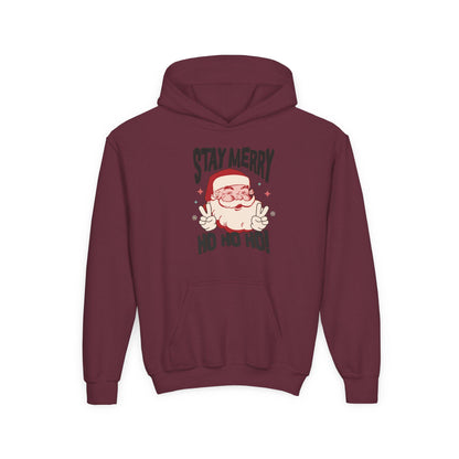 Holly Jolly Santa Youth Hoodie | Retro Holiday Sweatshirt