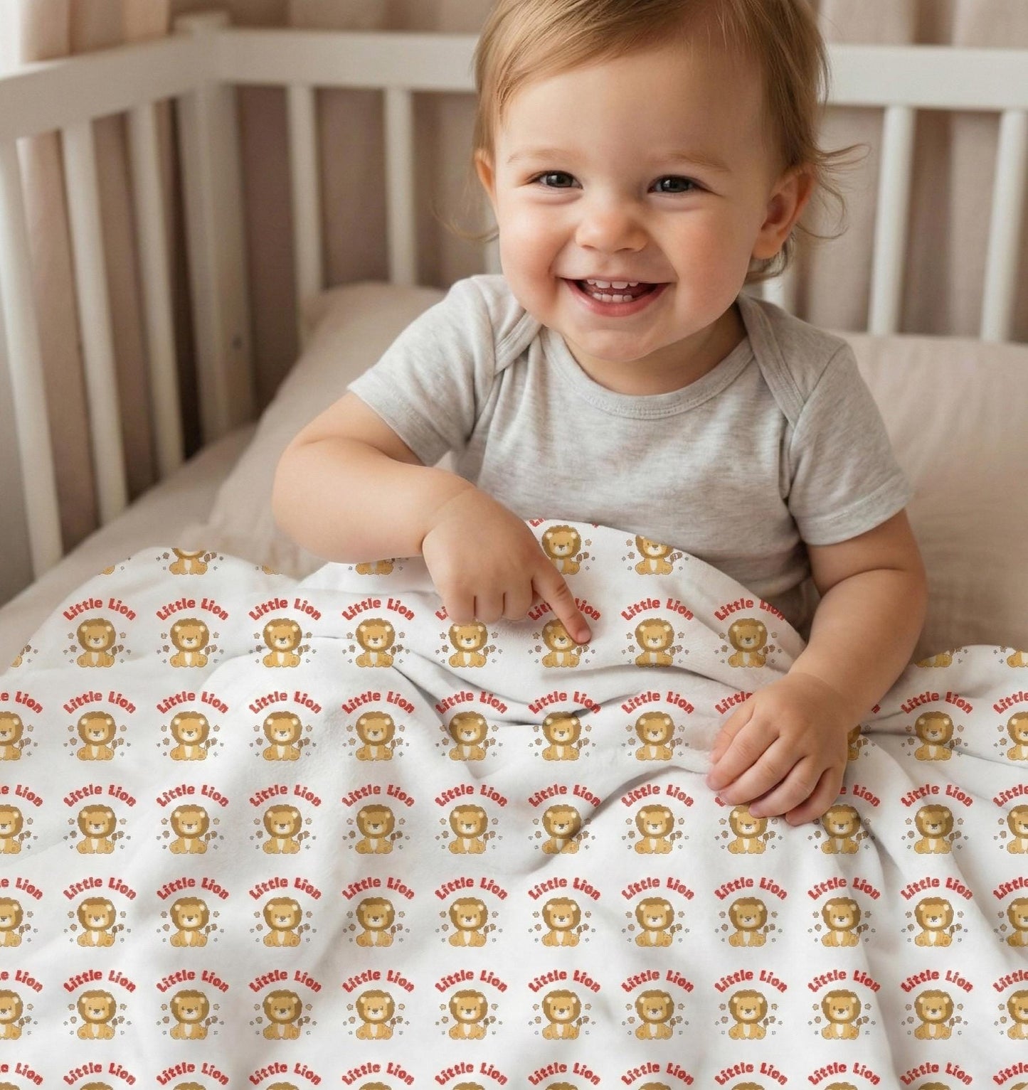 Little Lion Baby Blanket | Fleece Throw, Nursery Decor (30x40)