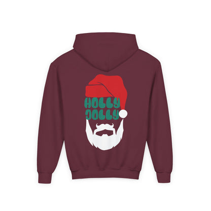 Holly Jolly Santa Youth Hoodie | Retro Holiday Sweatshirt