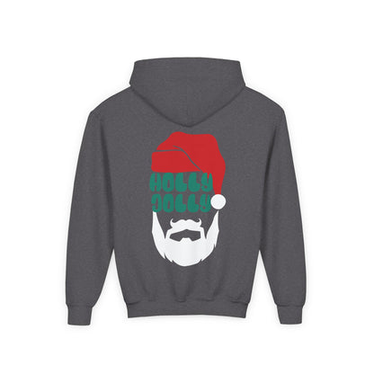 Holly Jolly Santa Youth Hoodie | Retro Holiday Sweatshirt