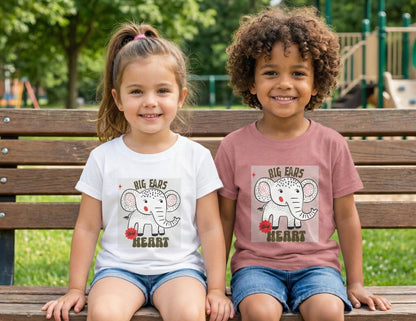 Big Ears Big Heart elephant toddler tee | cute kids graphic | Tiny Joys and Big-Hearted Charm Toddler Tee