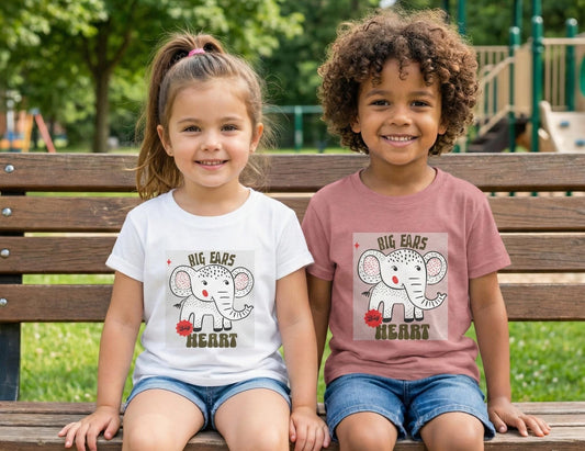 Big Ears Big Heart elephant toddler tee | cute kids graphic | Tiny Joys and Big-Hearted Charm Toddler Tee