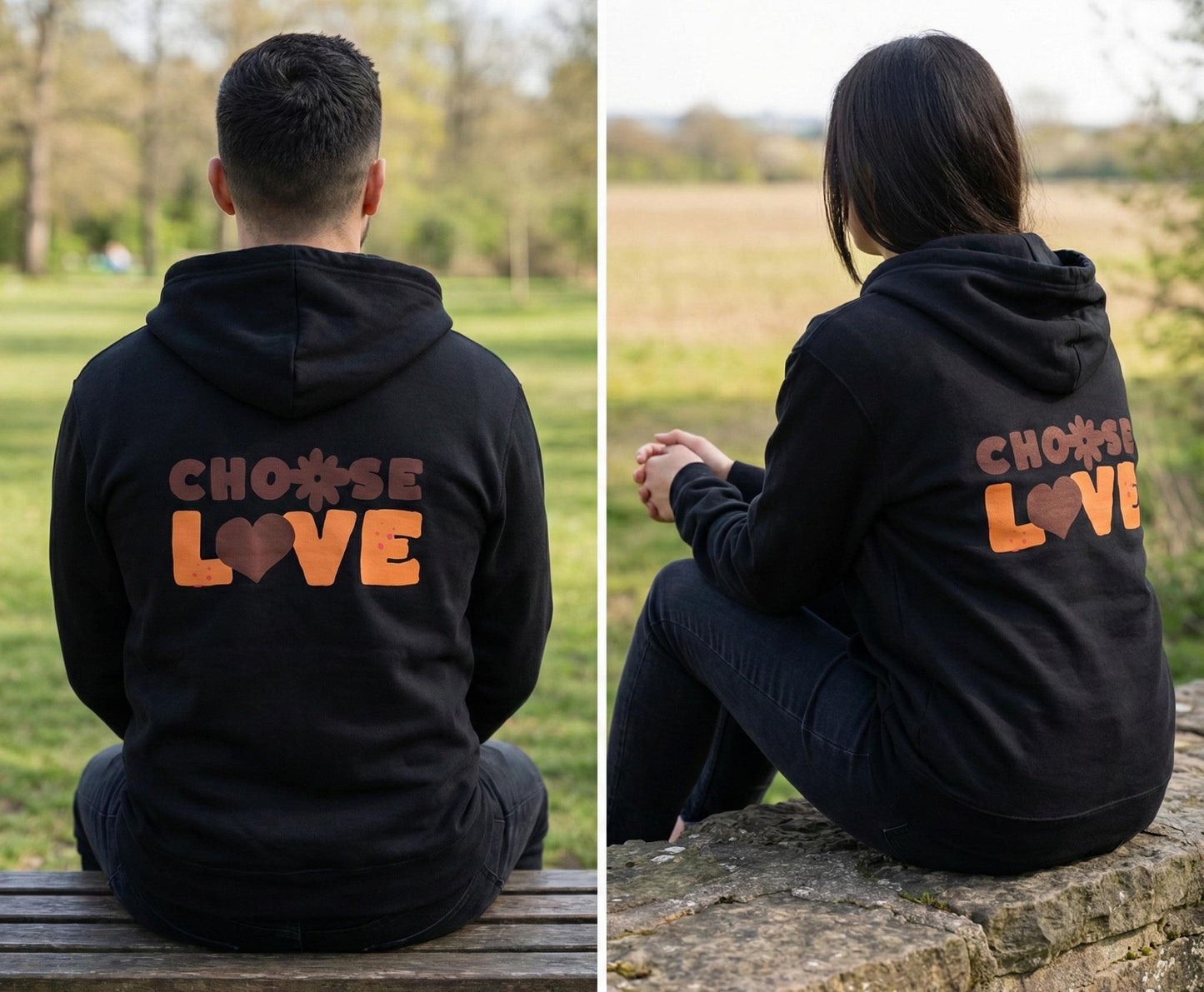 Choose Love hoodie | retro heart text design |  Zip-Up hoodie Carries a Warm, Optimistic Message