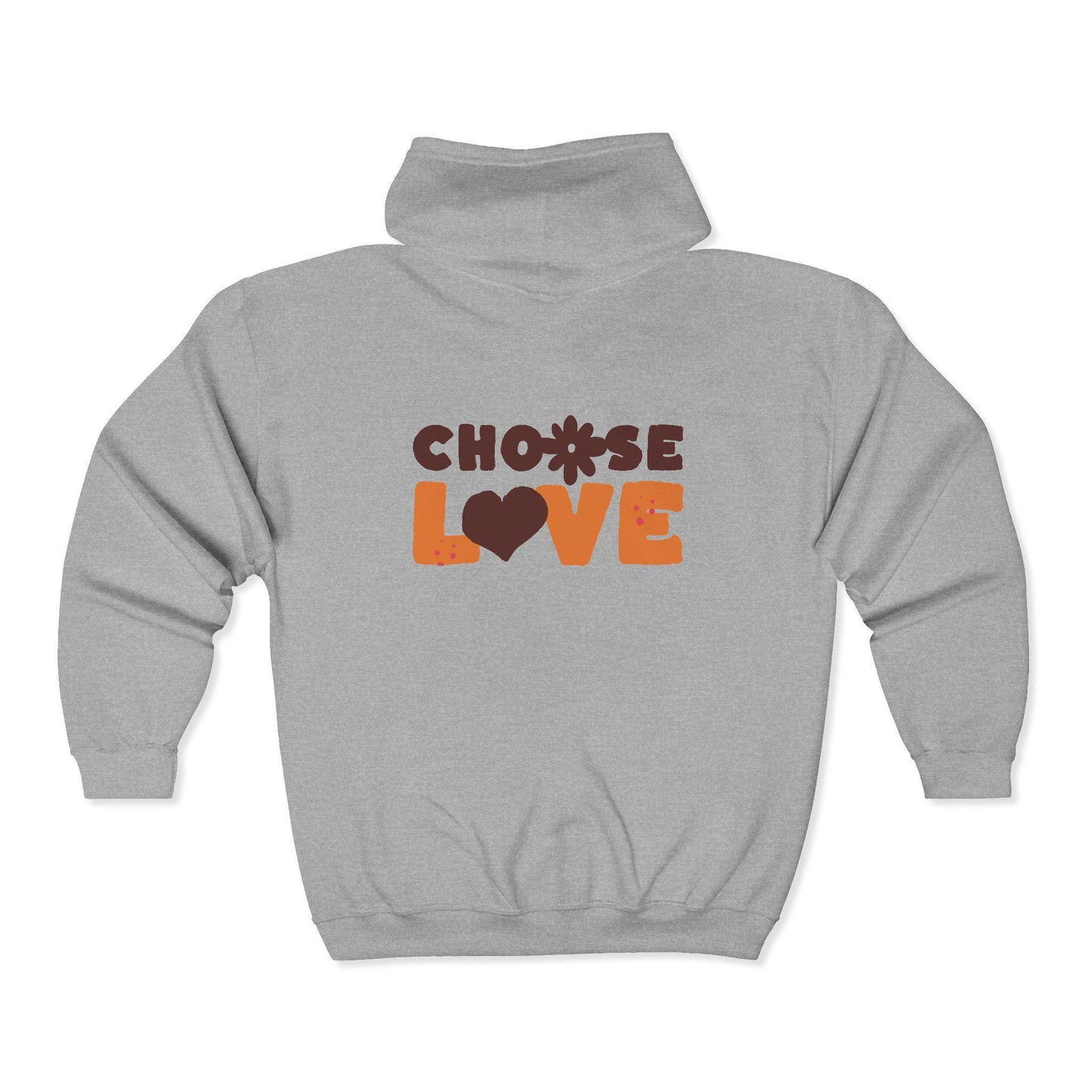 Choose Love hoodie | retro heart text design |  Zip-Up hoodie Carries a Warm, Optimistic Message