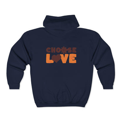 Choose Love hoodie | retro heart text design |  Zip-Up hoodie Carries a Warm, Optimistic Message