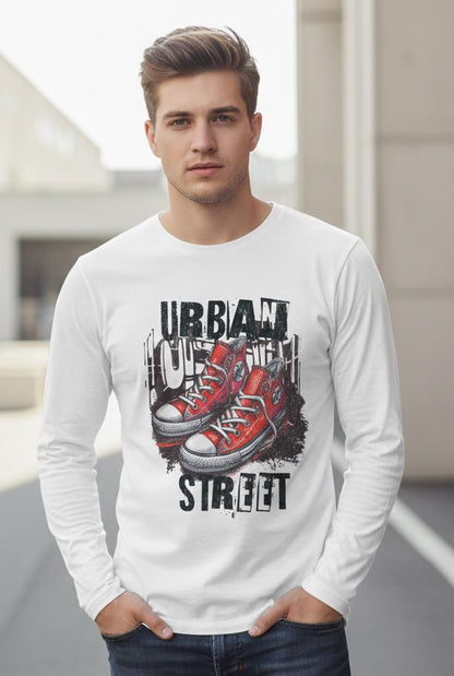 Red Sneakers Urban Street graphic Long Sleeve Shirt | Skate Shoes Tee | Lightweight Long-Sleeve Shirt