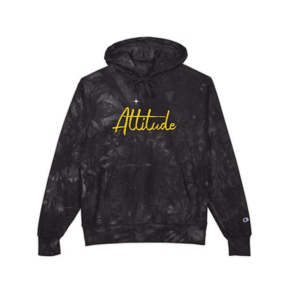 Altitude Script Embroidered Hoodie | Black Tie-Dye Hoodie | Deep Charcoal Scrunch-Tie-Dye