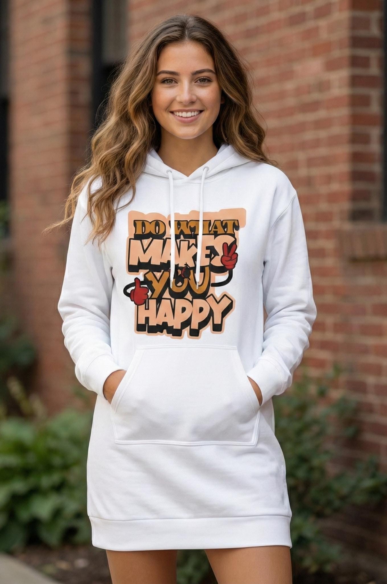 Positive Quote Hoodie Dress | Streetwear Graphic Print