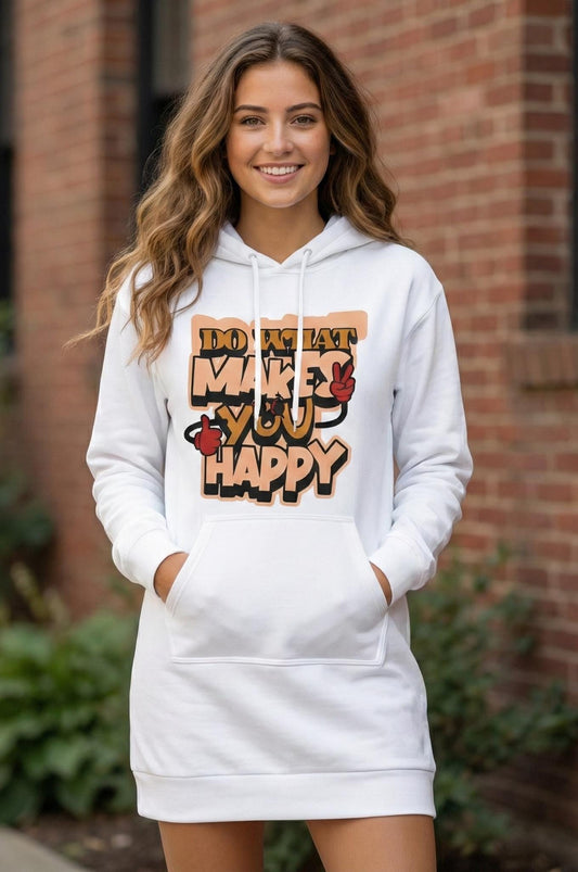 Positive Quote Hoodie Dress | Streetwear Graphic Print