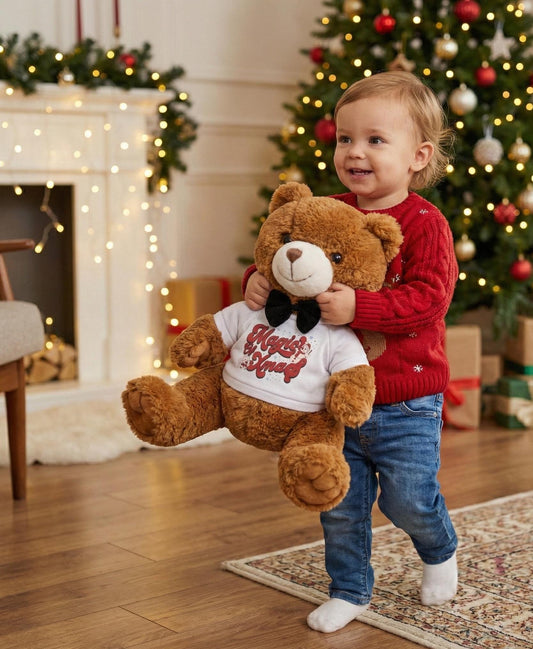 Plush Teddy Bear with Bow Tie | Custom T-Shirt (7x10 in)