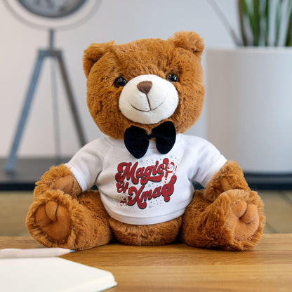 Plush Teddy Bear with Bow Tie | Custom T-Shirt (7x10 in)