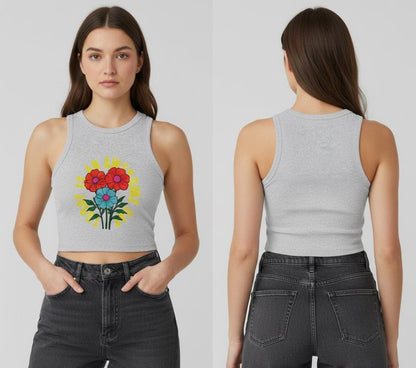 Blooming Flowers 'I Am Awesome' Racer Tank | Light, Bright Micro Rib Racer Tank Top