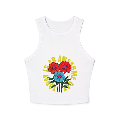 Blooming Flowers 'I Am Awesome' Racer Tank | Light, Bright Micro Rib Racer Tank Top