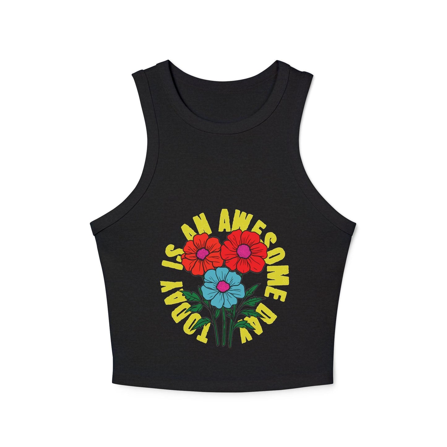 Blooming Flowers 'I Am Awesome' Racer Tank | Light, Bright Micro Rib Racer Tank Top