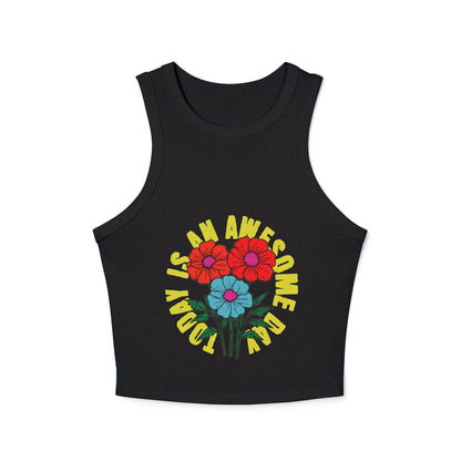 Blooming Flowers 'I Am Awesome' Racer Tank | Light, Bright Micro Rib Racer Tank Top